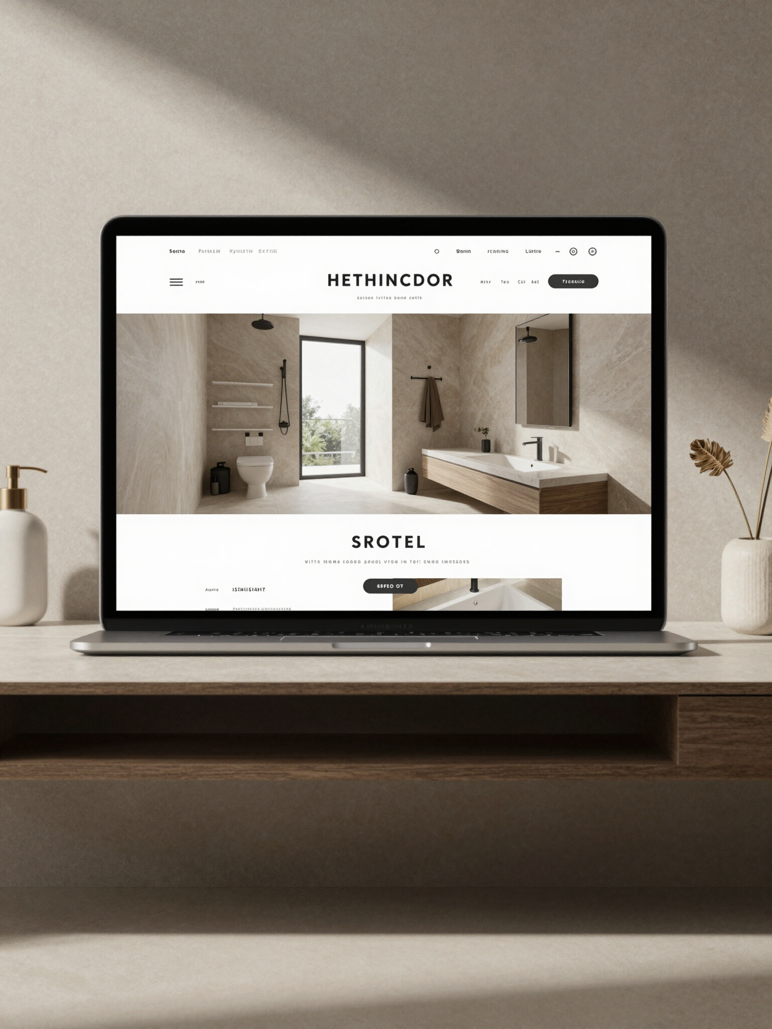 Modern Bathroom Concept on laptop